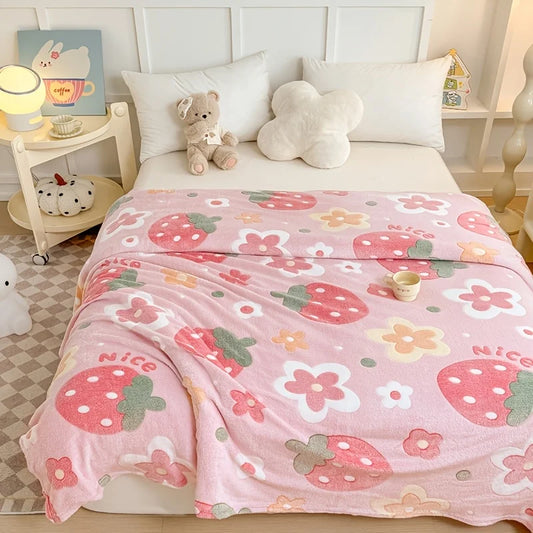 1 piece floral print soft flannel blanket – suitable for use on beds, sofas,suitable for all seasons.