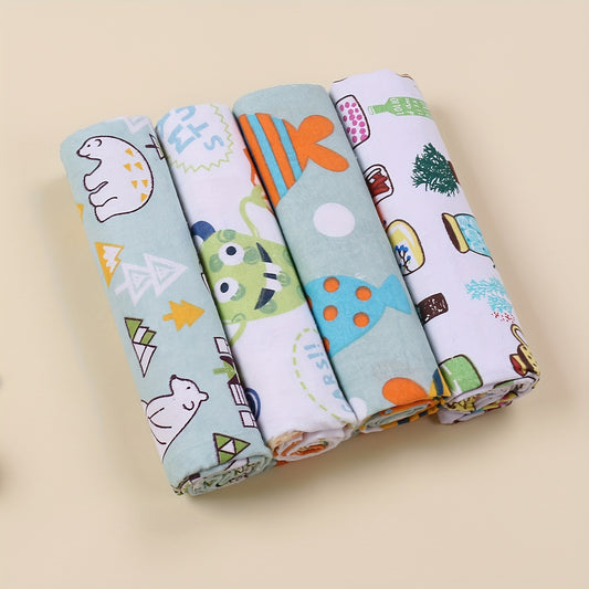 4pcs Blankets, Full Cotton Flannel Soft Towels, Cute Blankets