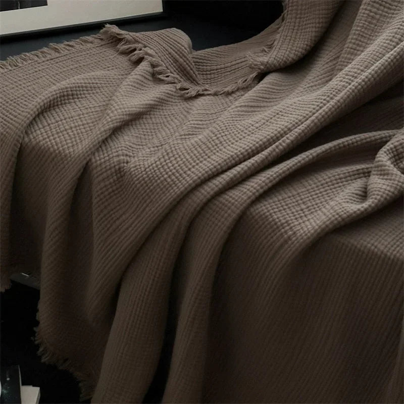 1pc Blanket 100% Cotton Sofa Towel Tassels Bed Linen Solid Color Shawl manta Skin-friendly Plaid Home Blankets