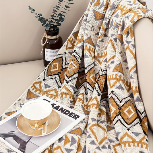 1pc Soft & Cozy Bohemian Knit Fringe Blanket - Bed Blankets for All Season with Super Soft, Lightweight, Comfortable, and Decorative Features for Bed, Living Room, Chair, and Sofa - Perfect for Indoor and Outdoor Use